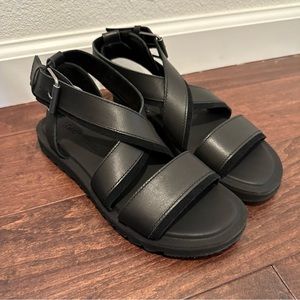TOMS Sidney Tread Black Leather Sandals